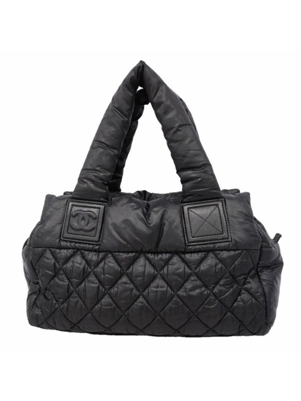 Chanel Tote Bag Coco Cocoon Nylon Black Silver